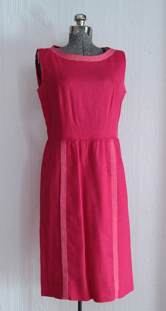 Beautiful pink early 60's I Magnin linen dress - image 1