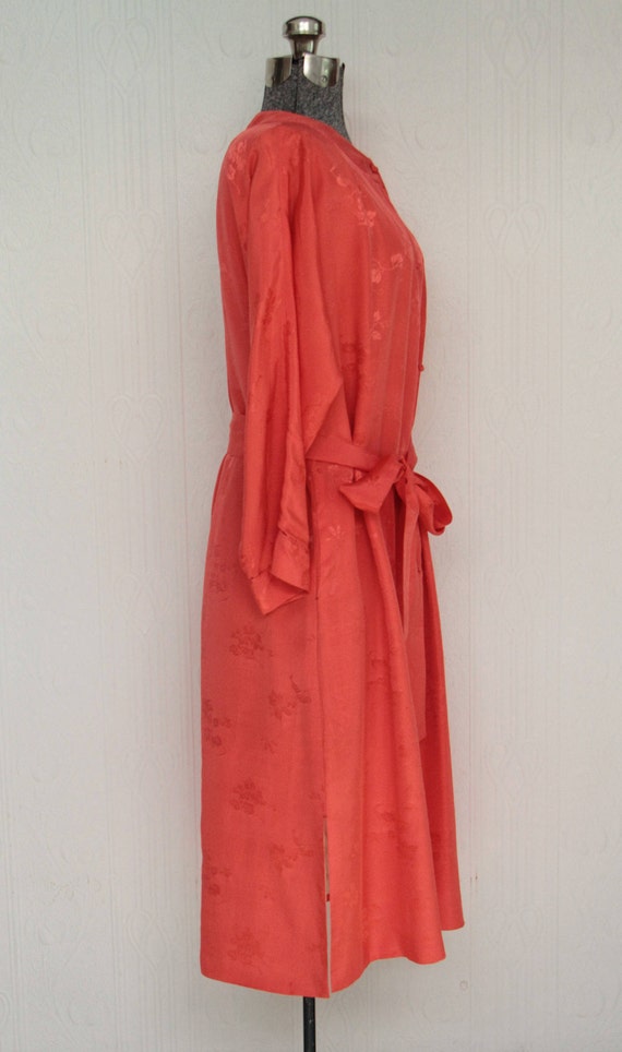 60's oriental dressing gown coral size small/medi… - image 3