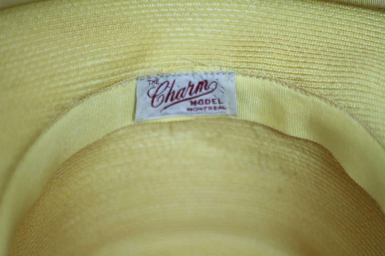 50's 60's yellow straw hat image 4