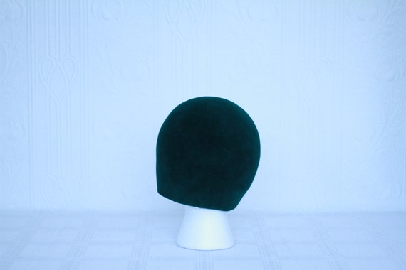 Adolfo II 50's green helmet style hat - beaver fu… - image 4
