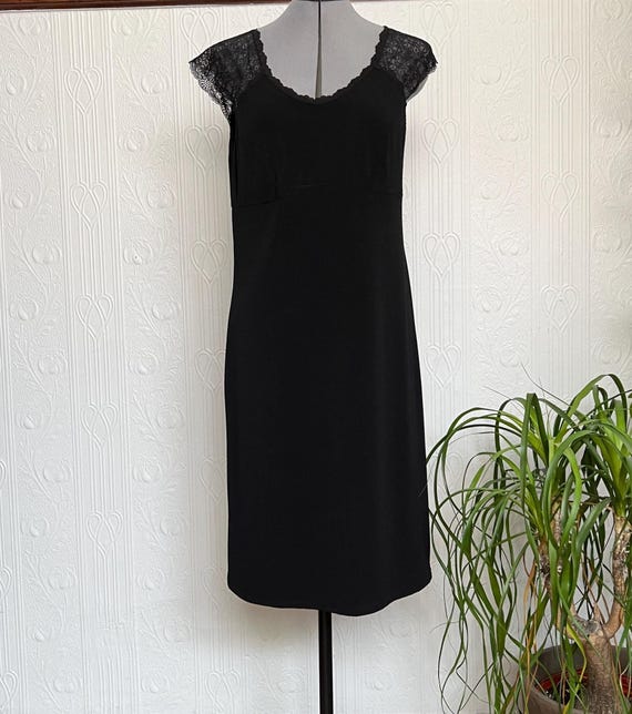 Never Worn Made in Canada Kollontai Black Slip Empire Waist Dress With Lace  - Etsy