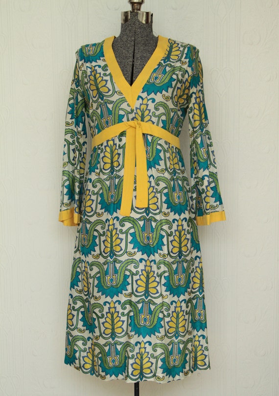 60's silk dress, made in India fabric