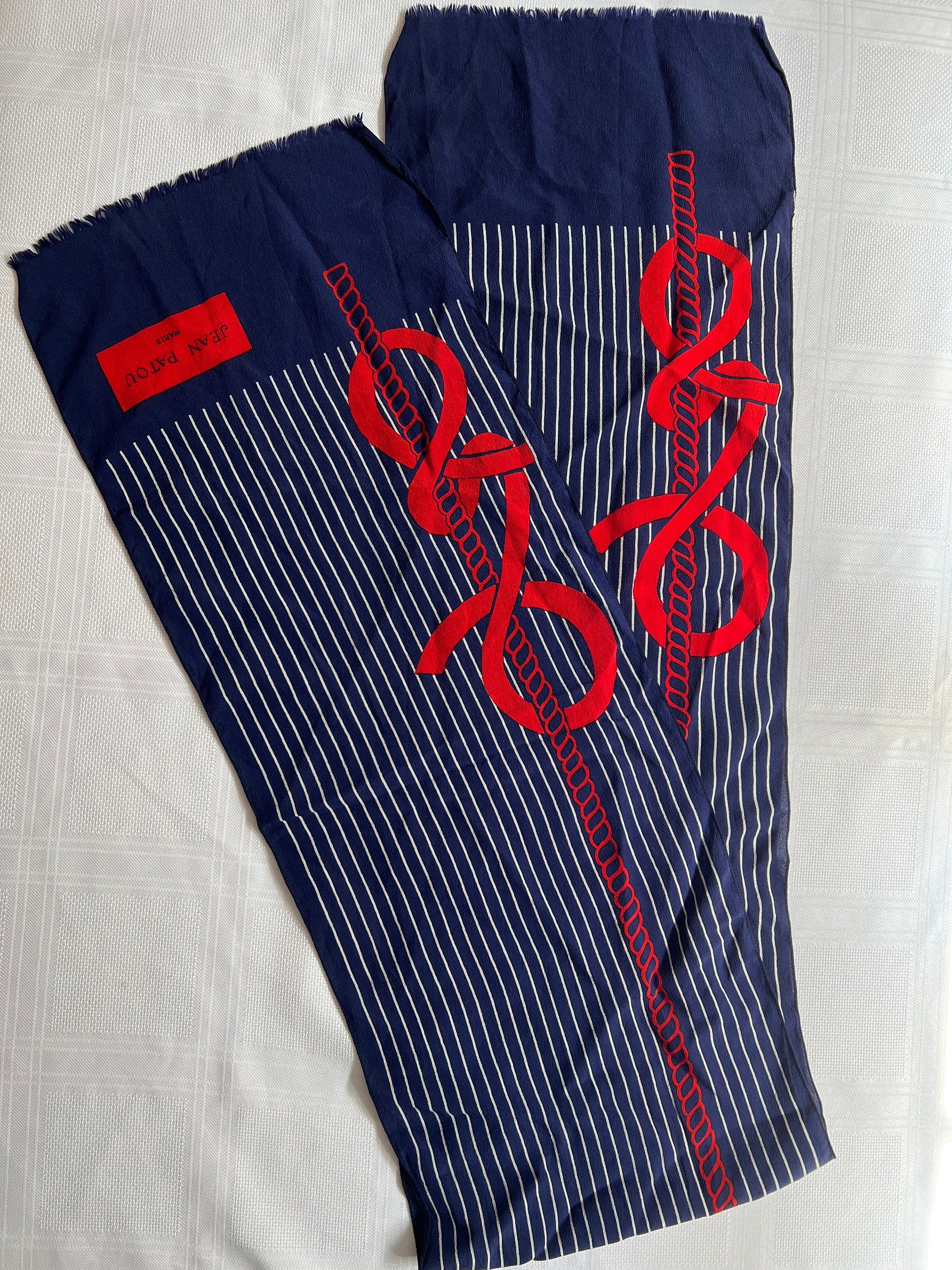 1960's Jean Patou sailor style silk scarf