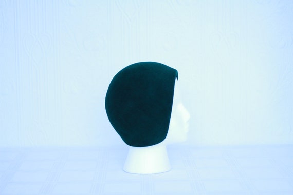 Adolfo II 50's green helmet style hat - beaver fu… - image 5