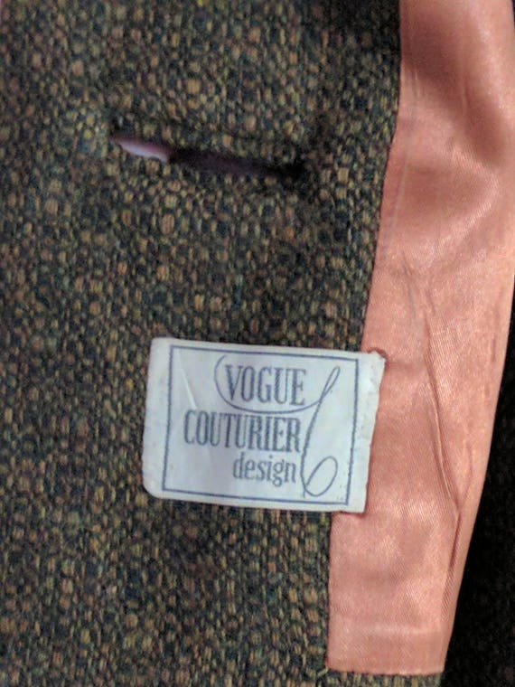 Vogue couturier design 60's green tweed suit smal… - image 4