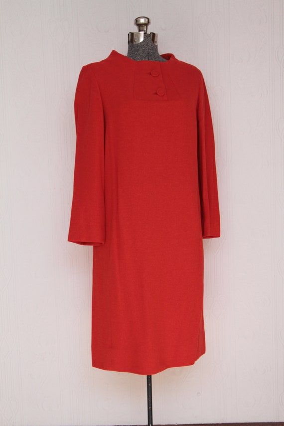 Fantastic 60's BH Wragge orange-red wool dress - image 2