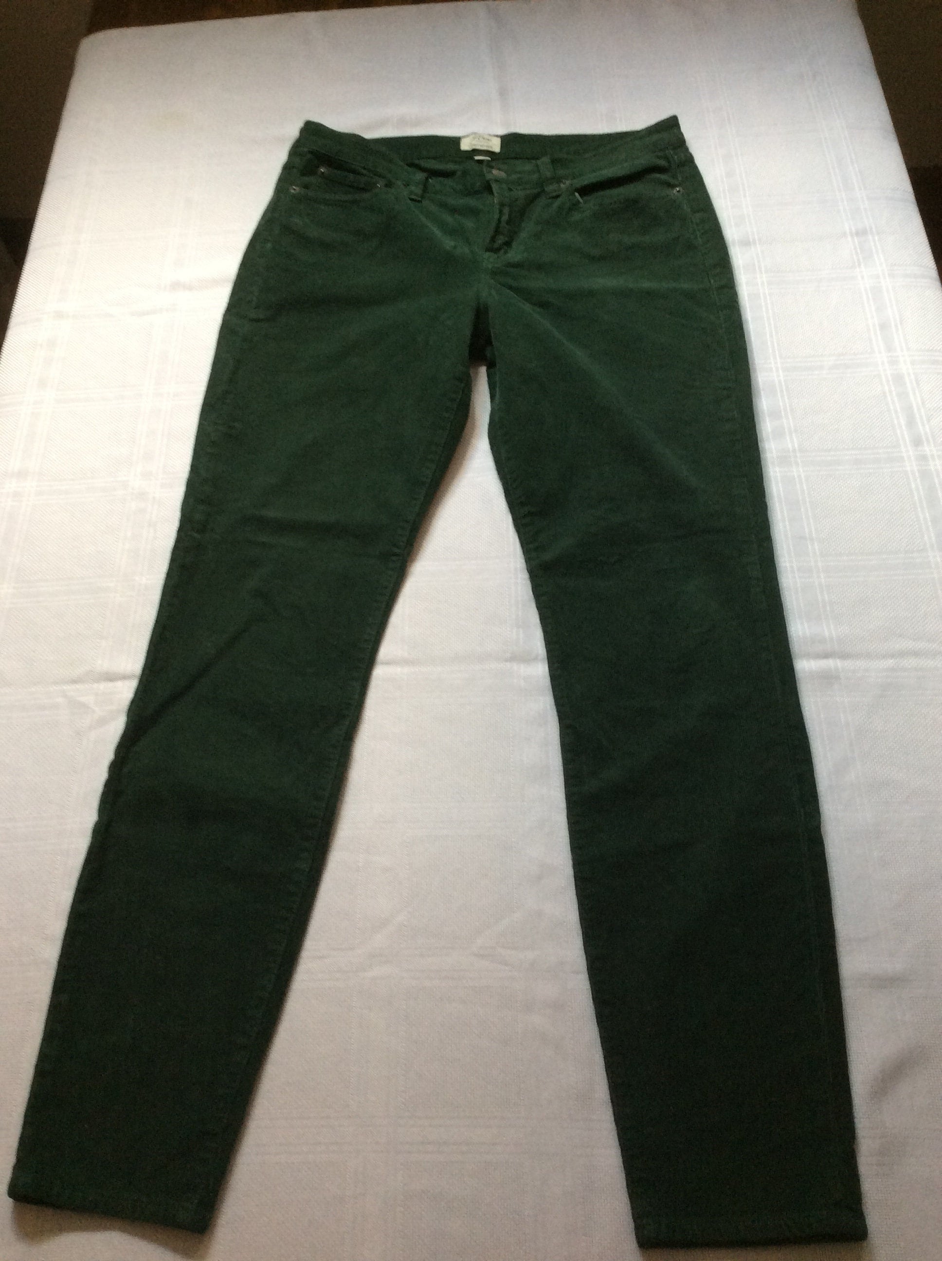 J. Crew Forest Green Medium Waisted Skinny Cords Pants Size 10