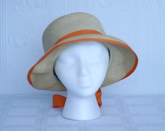 Marshall fields Betmar 60's straw hat with orange ruban