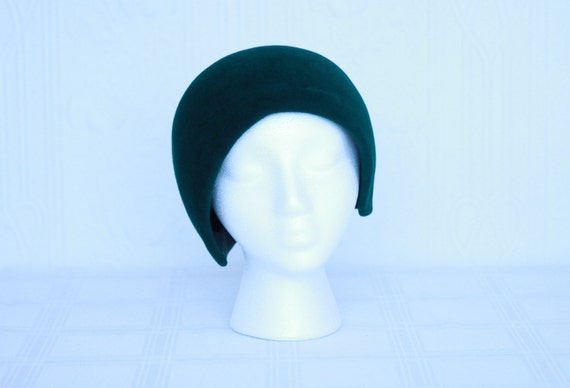 Adolfo II 50's green helmet style hat - beaver fu… - image 1