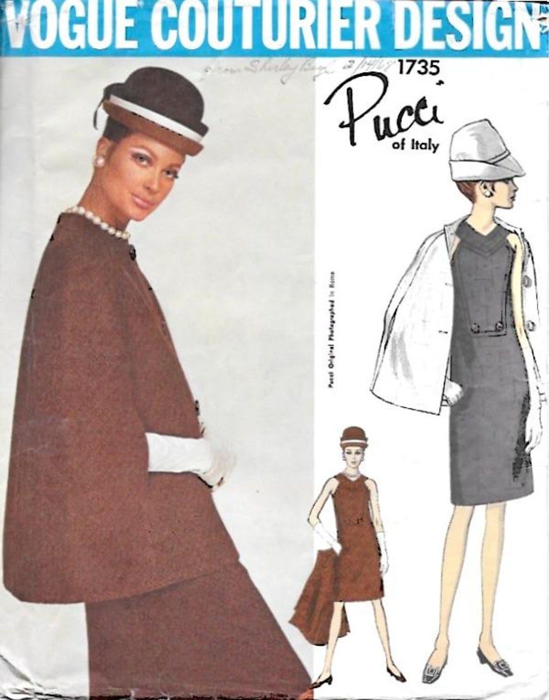 Pucci Sewing Pattern Rare 1967 Pucci Vogue Couturier Design Sewing Pattern 1735 Size 16 ...