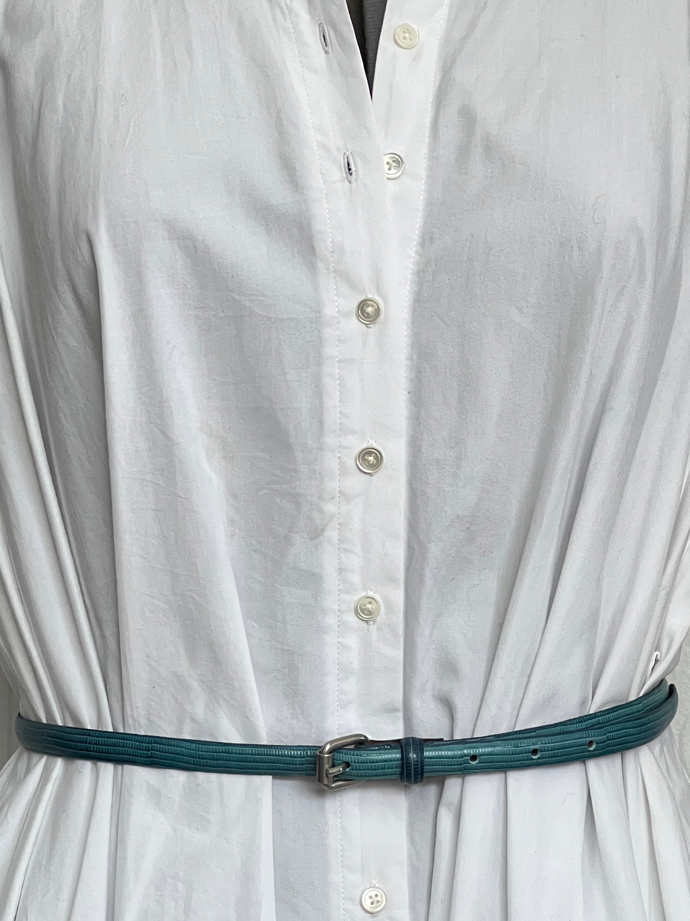 Club Monaco Thin Blue Snake Skin Belt - Vintage Early 2000 