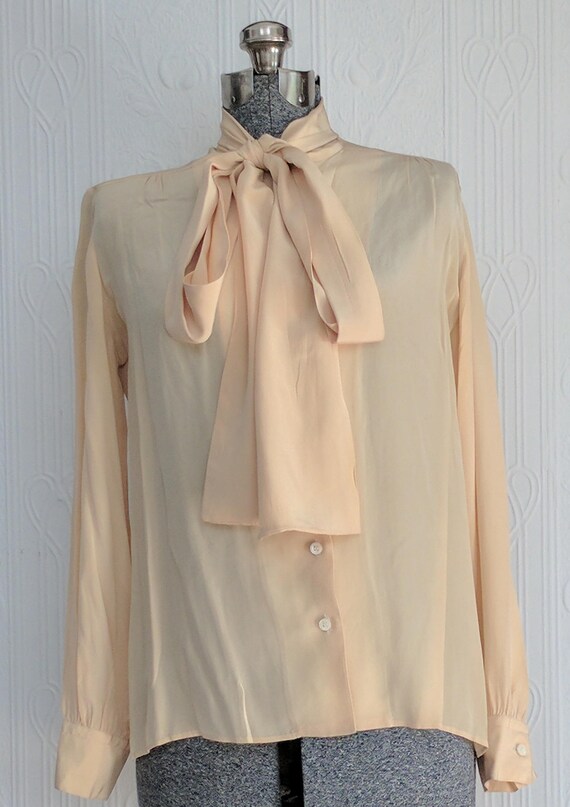 70's beige silk shirt small
