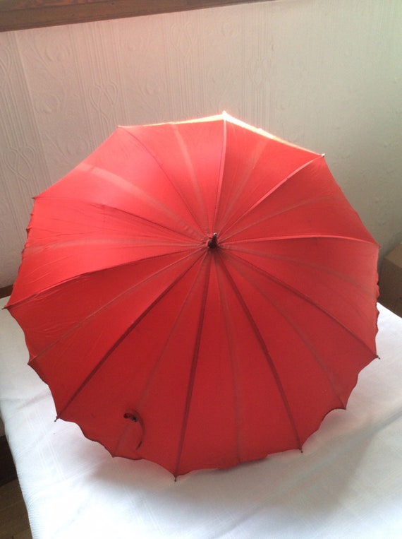 30's or 40's parasol, red, not perfect - image 1