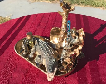 Salt water croc bathroom tooth treasure real coral and shells come with fairy dust,one of a kind free shipping.
