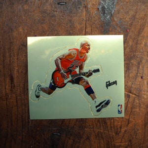 Adesivo de guitarra Michael Jordan de 1995, Chicago Bulls, folha dourada