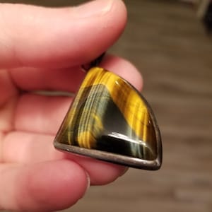 TIGERS EYE Pendant  - Gold Hawks Eye Crystal Pendant, Metaphysical Healing