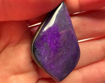 Natural SUGILITE Crystal Pendant – Kalahari Gemstone, Sterling Silver Loop
