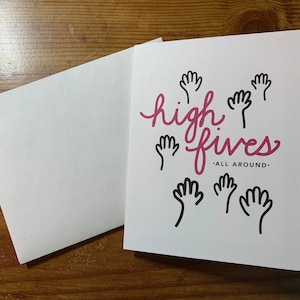 High Five, Carte, Carte de voeux, Carte Blanche, Juste Parce que, Félicitations, Carte,