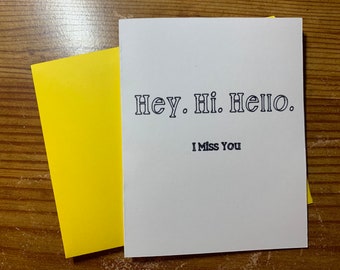 I Miss You, Greeting Card, Blank Card, Missing You, Just Because, Boyfriend, Girlfriend, Family, Husband, Wife, Kids, Greeting Card, Card
