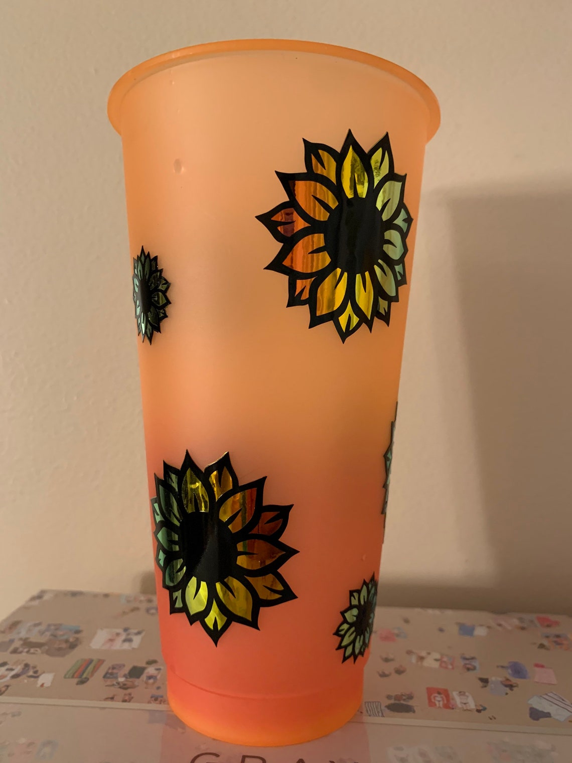 Sunflower Sunflower Cup Color Changing Cup Cold Cup Etsy