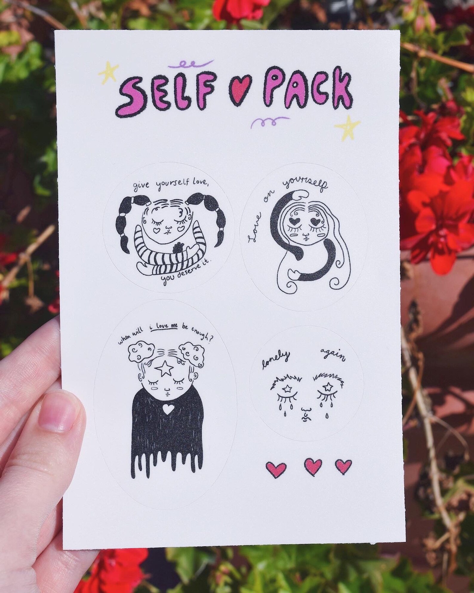 Selflove Sticker Sheet Sticker Pack Vinyl Round Stickers Etsy
