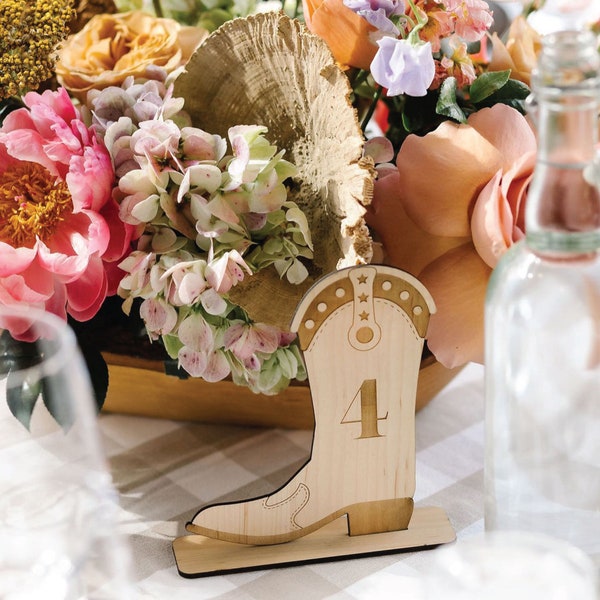 Cowboy Boot Table Number | Rustic Table Number | Wood Table Number | Wood Boot Table Number | Rodeo Table Number | Wedding Table Number