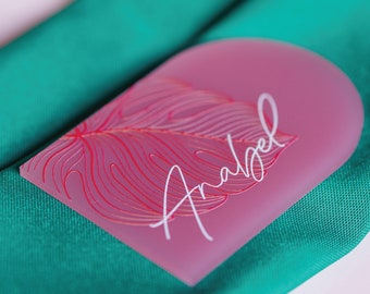Monstera Leaf Place Cards | Tropical Leaf Place Cards | Tropical Wedding Place Cards | Custom Monstera Name Cards | Wedding Place Cards