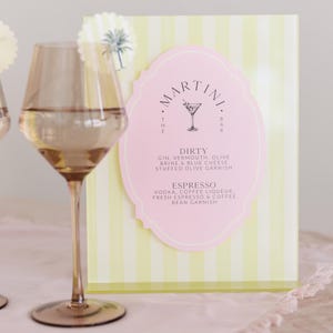 Striped Bar Sign: Amelie Collection - Customizable Wedding Bar Sign - Acrylic Signature Drinks Sign - Custom Acrylic Bar Sign