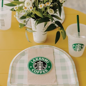 Benutzerdefinierte Starbucks Tischkarte | Starbucks Party | Starbucks Geburtstag | Benutzerdefinierte Tischkarte | Starbucks Namensschild