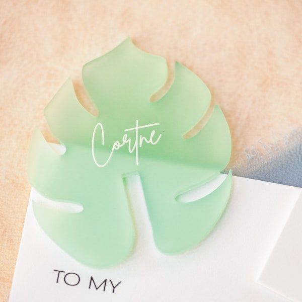 Monstera Drink Hang | Stemless Drink Stirrer | Monstera Leaf Drink Accessory | Acrylic Drink Stirrer | Acrylic Name Card