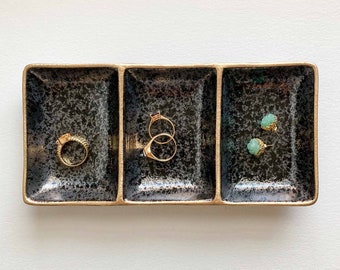 His and Hers Ring Dish Holder | 2 and 3 Compartment Ceramic Jewelry Organizer | Jewelry Holder | Trinket Dish | Jewelry Dish Compartment
