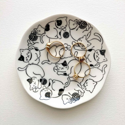 Cat Ceramic Ring Dish Jewelry Holder Trinket Dish Ring Etsy