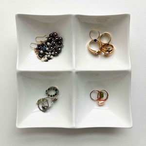 4-3-2 Compartment Porcelain Jewelry Organizer | Jewelry Holder | Trinket Dish | Ring Dish Holder | Dish Holder | Jewelry Dish Compartment
