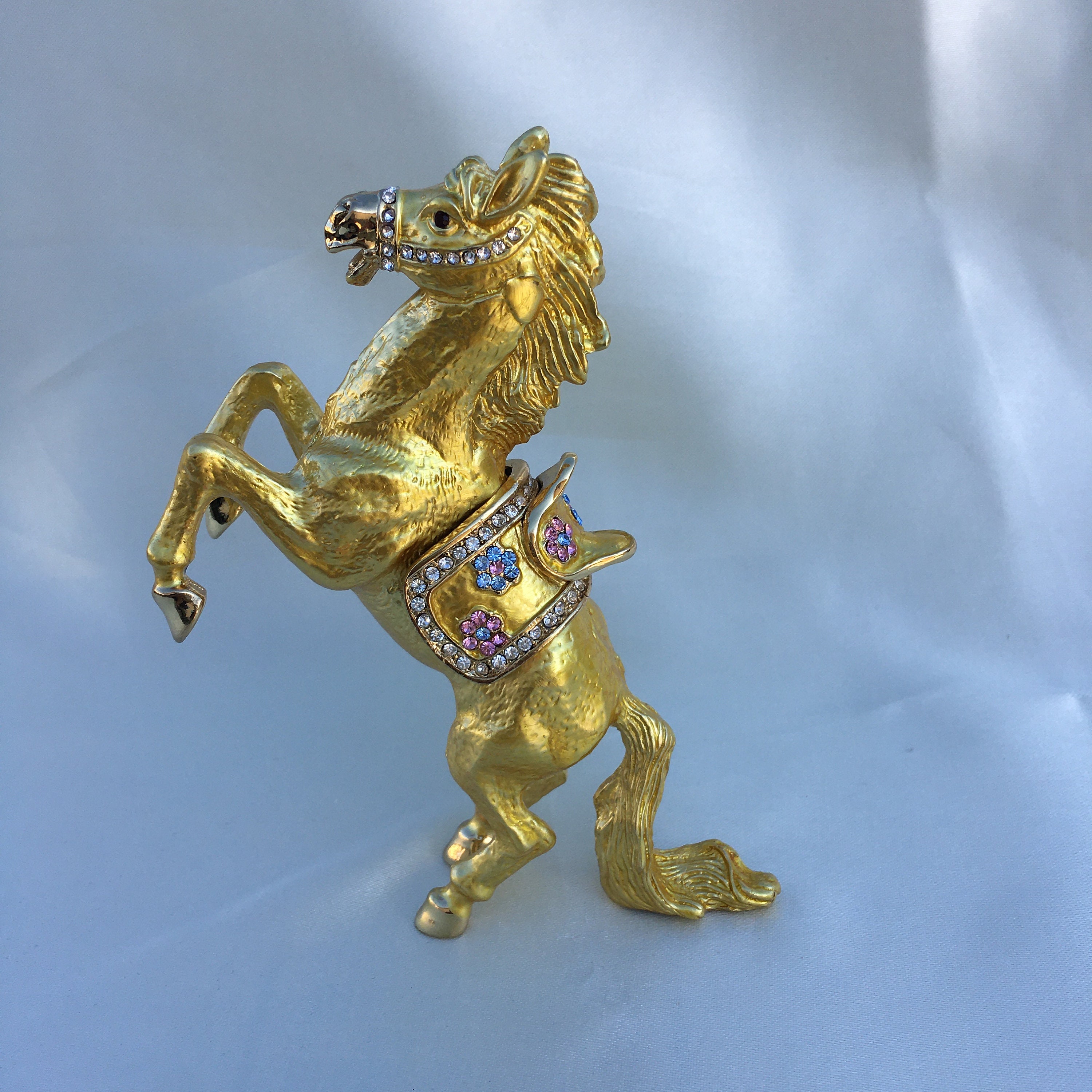 Magnificent Horse Jewelry Box Gold Pink White Horse Etsy