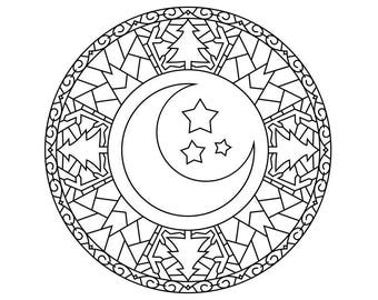 Winter Mandala Holiday Printable Coloring Page Instant | Etsy