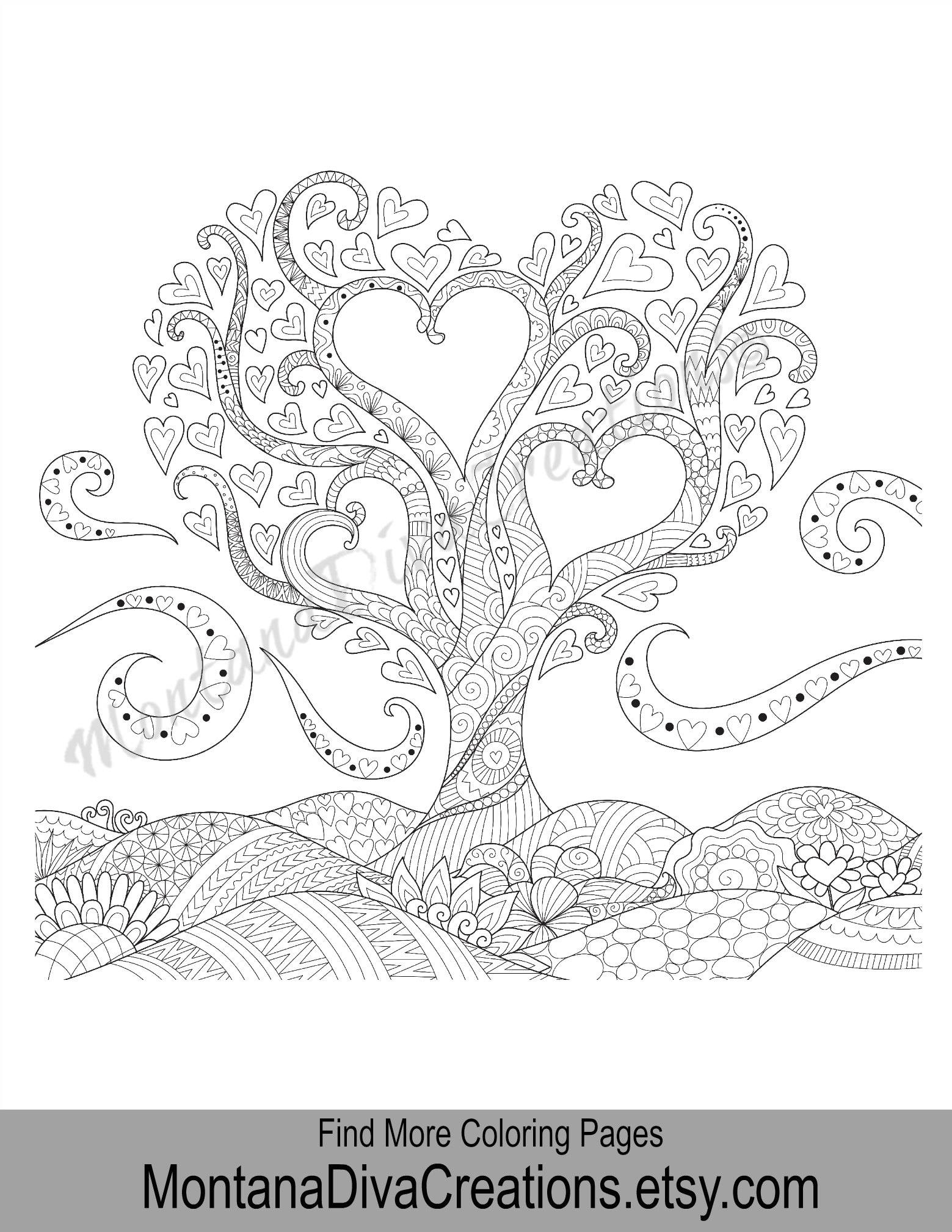 Love Coloring Adult Coloring Page Printable Coloring Art | Etsy