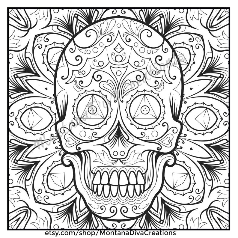 Day of the Dead Sugar Skull Adult Coloring Book 20 Amazing | Etsy