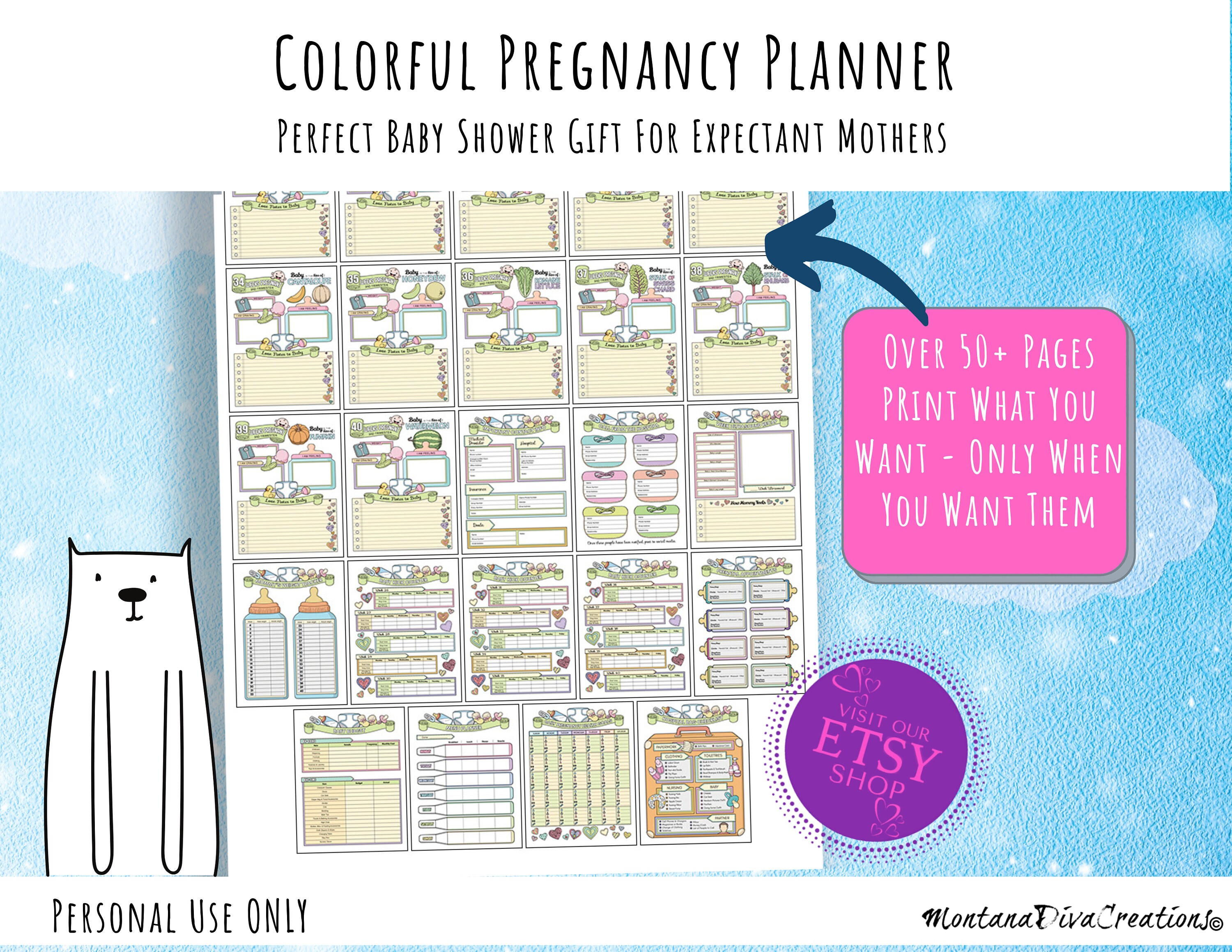 New Mother Baby Shower Gift Colorful Pregnancy Journal Etsy