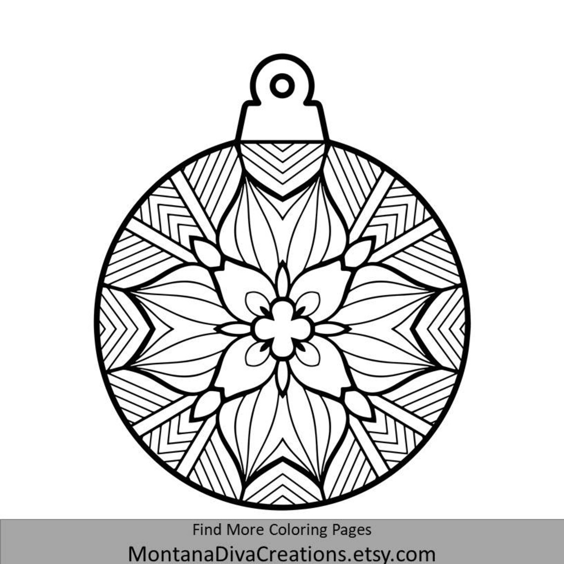 Tree Ornament Mandala Coloring Page Holiday Printable Etsy