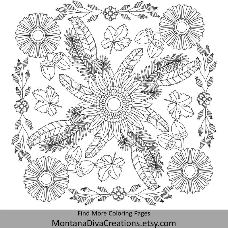 Download Autumn Mandala Adult Coloring Book 20 Instant Downloadable ...