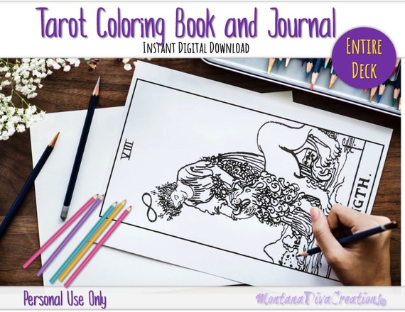 Download Tarot Deck Journal And Coloring Pages Adult Coloring Book Etsy
