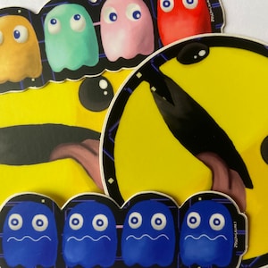 1980 PAC-MAN Puffy Stickers With Moving Eyes Vintage 80s Pac Man