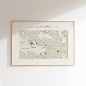 Map of the bible, Old and New Testament, Christian study maps, Modern minimalist Christian Art, printable digital download, homeschool maps