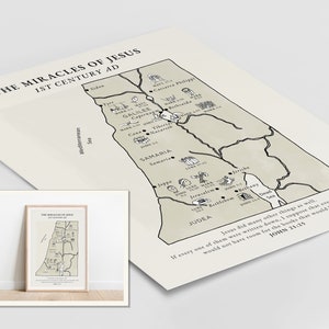IMPRESSION SANS ENCADREMENT : carte des miracles de Jésus