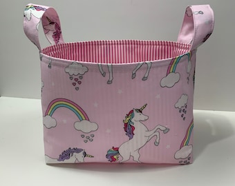 Unicorn fabric basket, storage basket, nursery organizer, girl room storage bin, baby nursery decorations, gift basket
