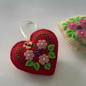 heart Christmas ornaments, felt heart ornaments, valentines gifts, Christmas decorations, Christmas ornaments, Christmas gifts
