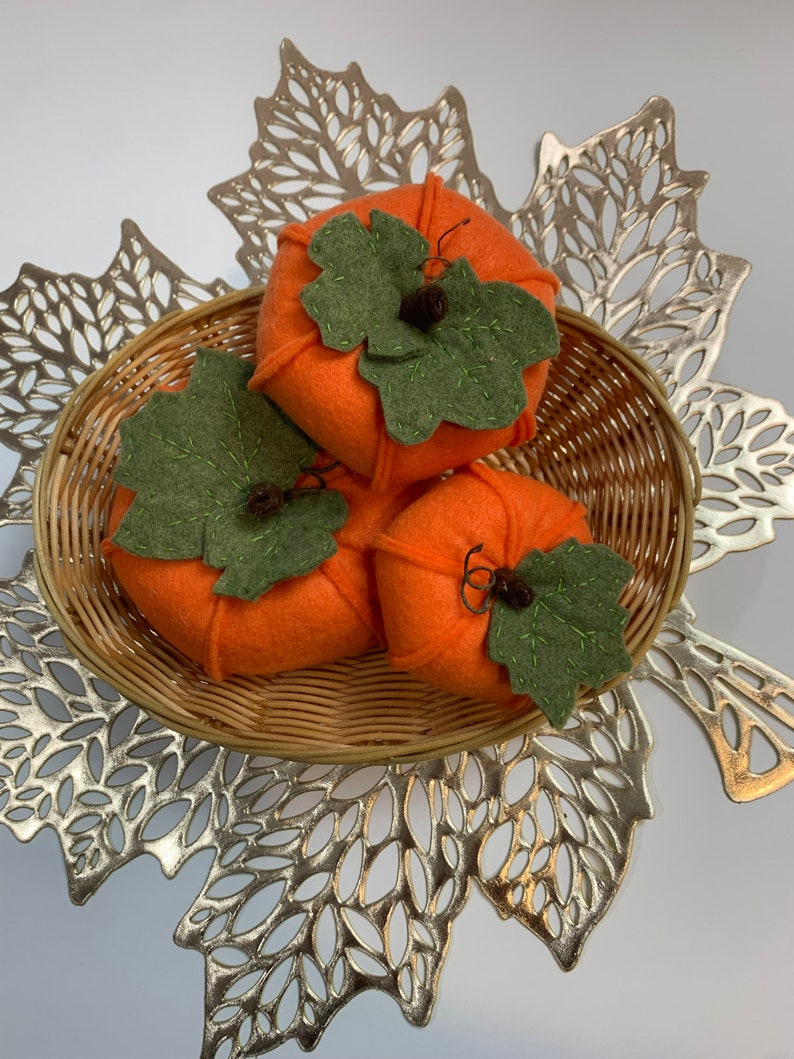 felt pumpkin set, fall pumpkin decorations, autumn decorations, thanksgiving table decorations, pumpkin bowl fillers, farmhouse decorations image 4
