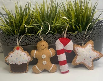 christmas decorations, Christmas decor, Christmas ornaments, gingerbread ornaments, felt ornaments, christmas tree ornaments, felt cookies