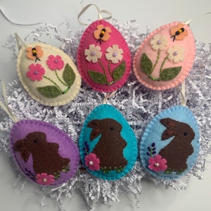 Easter eggs, Easter decor, Easter decorations, easter felt eggs, felt ornaments, felt easter ornaments, vintage easter decorations