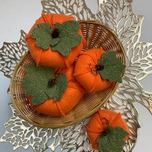 felt pumpkin set, fall pumpkin decorations, autumn decorations, thanksgiving table decorations, pumpkin bowl fillers, farmhouse decorations image 1